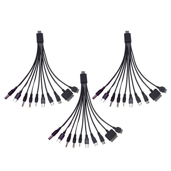 Кабель для зарядки 10-в-1 для нескольких устройств, 23 см, ПВХ, не запутывающийся шнур, универсальный высокопрочный кабель для передачи данных для большинства телефонов