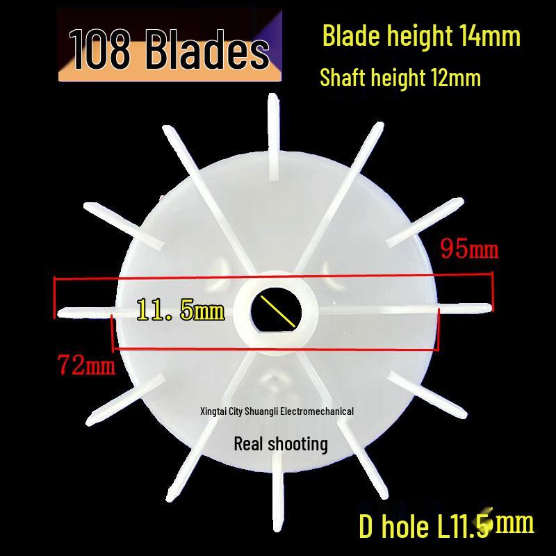 Single-Phase Motor Fan Plastic Water Pump Hoist with D and AOL Hole, 15/18/20/22 Round Hole Options, Cooling Fan Blade