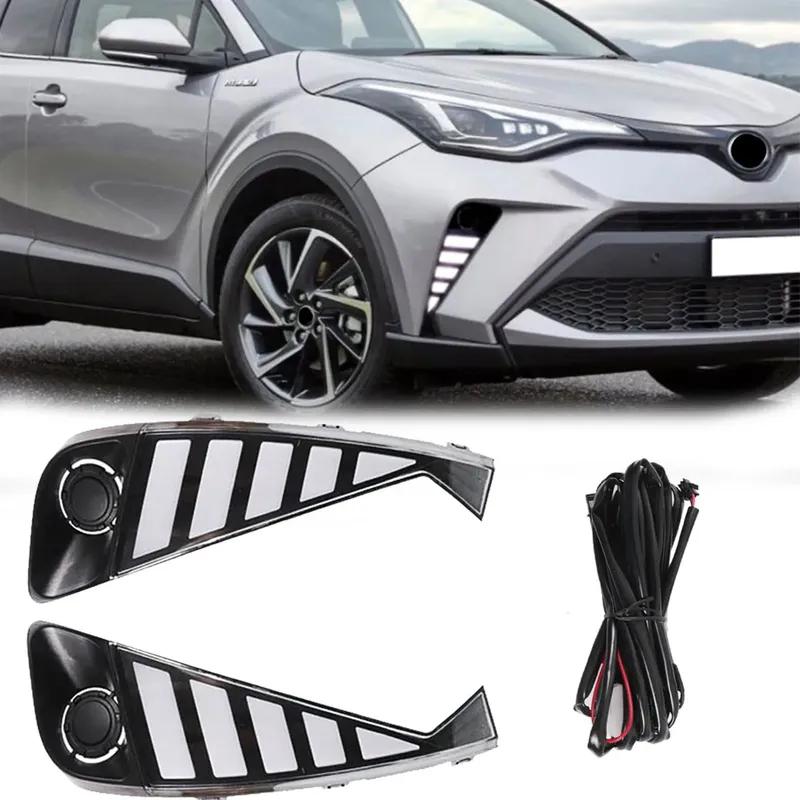 Многофункциональная светодиодная лампа-отражатель для Toyota C-HR CHR Дневной ходовой огонь Динамический Желтый Белый Указатель поворота Дневной свет Противотуманная фара 12В