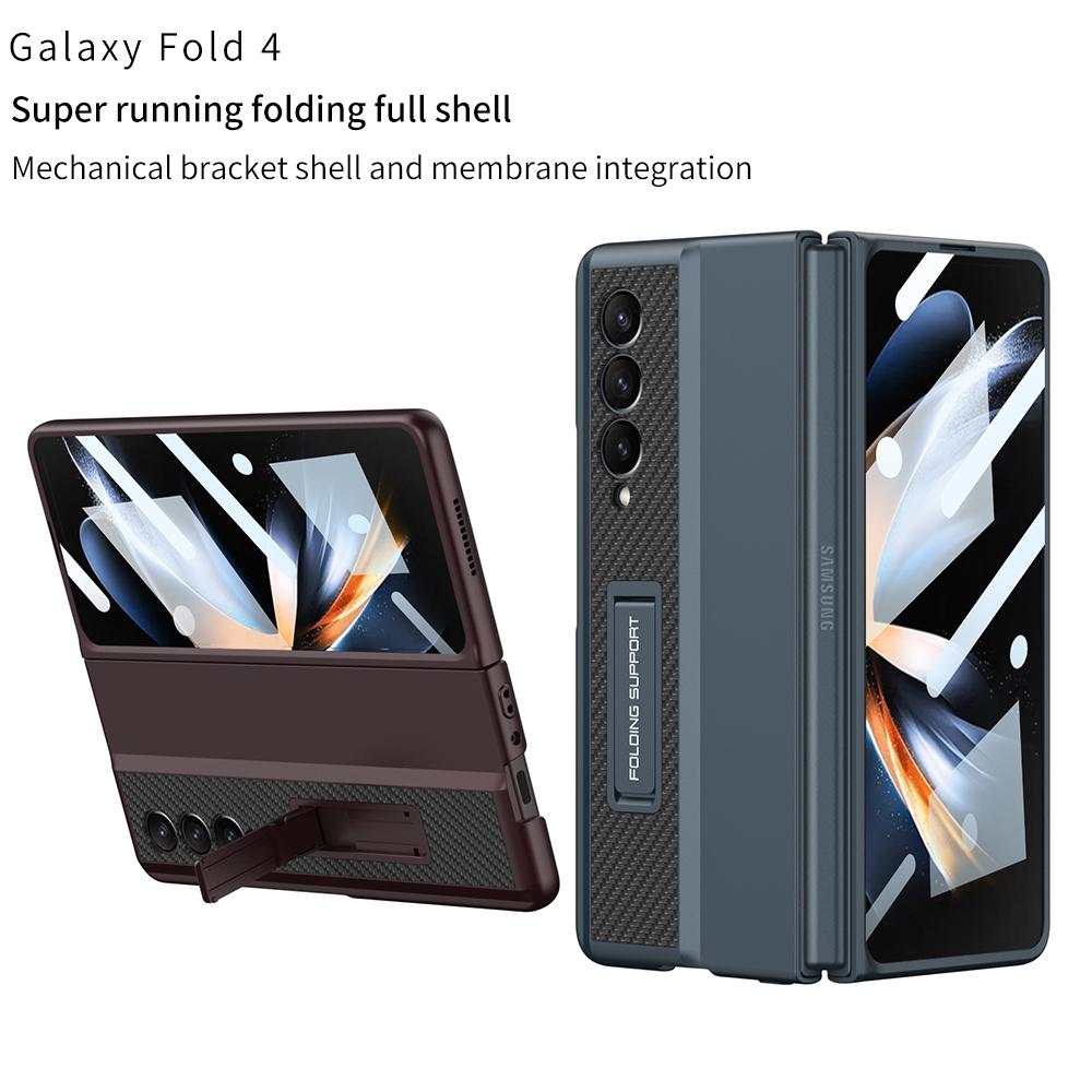 Для Samsung Galaxy Z Fold 4 чехол жесткий ПК телефон чехол с закаленным стеклом экран защитный кронштейн для Galaxy Z Fold4