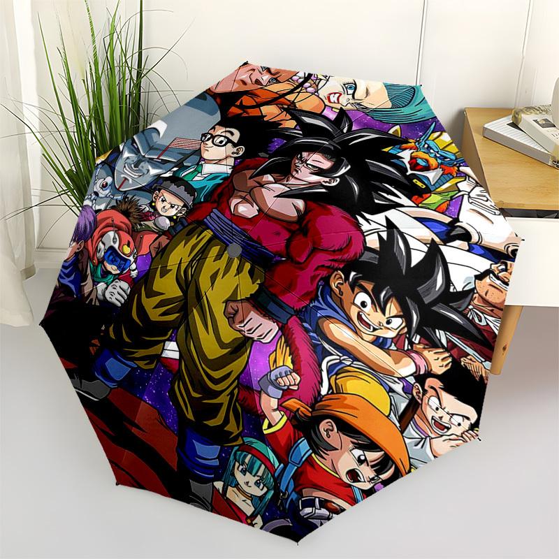 1pc Dragon Ball Z Characters Automatic Opening Folding Umbrella 3-Fold Design with 8-Bone Iron Frame Outdoor for Fans, Travelers, Everyday Use Perfect