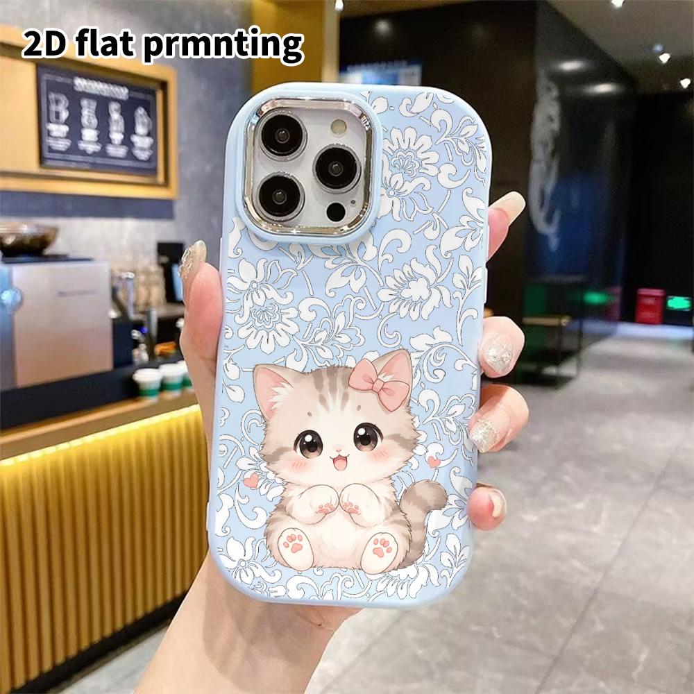 Phone Case: 2D flat design suitable for iPhone 18, 17, 16, 15, 14, 13 Pro protective case, couple style, bow-knot little kitten, Christmas and Hallowe