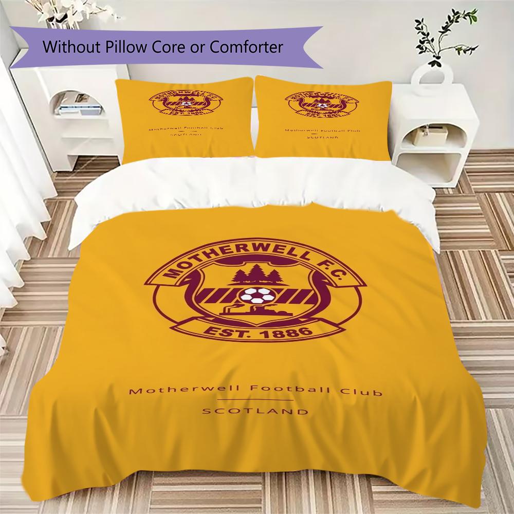 Motherwell FC Pattern Bedding uilt Set uilt Cover Pillowcase Home Decoration Birthday Gift (1 * duvet cover + 2 * pillowcase without core)