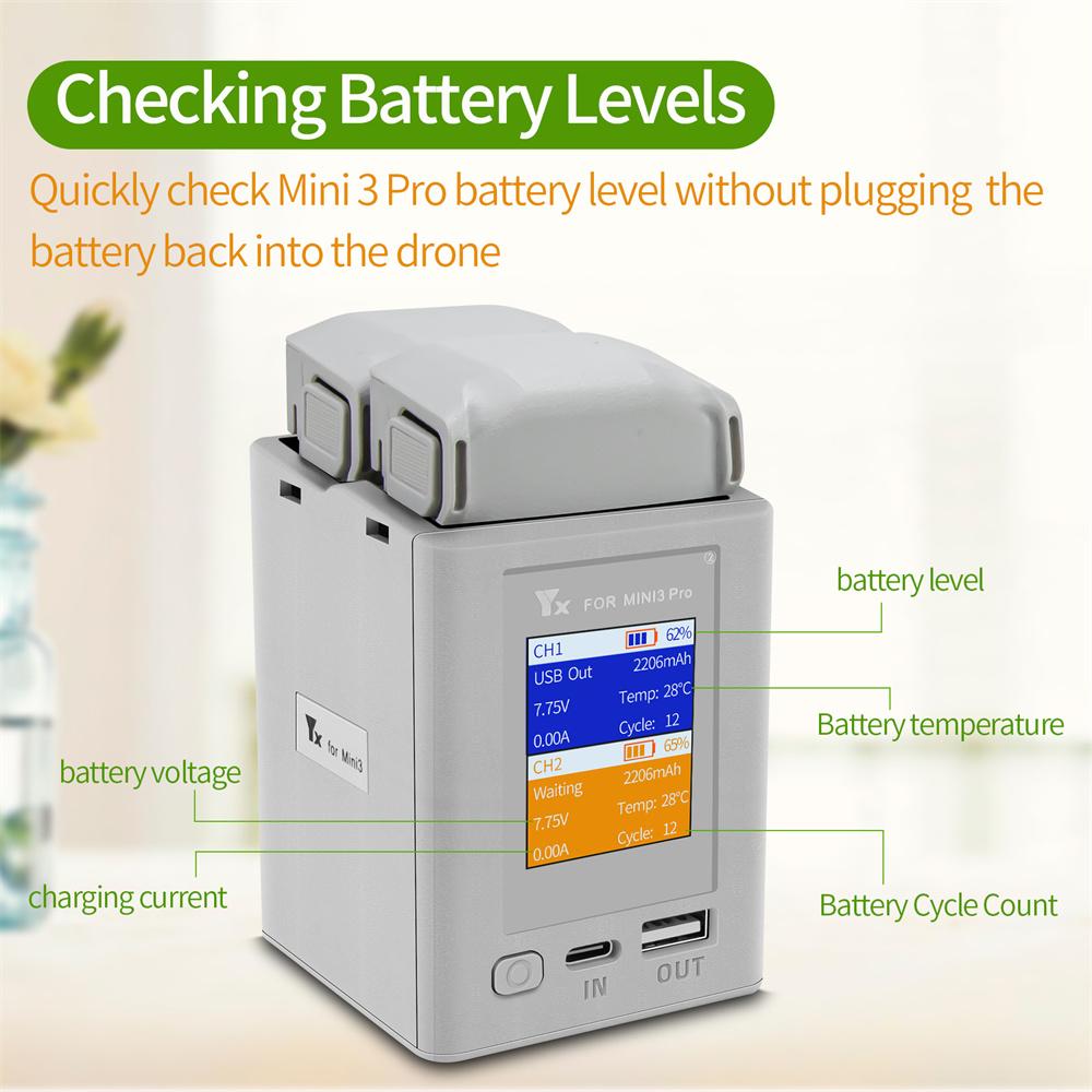 For Mini 4 Pro Battery Charger for DJI Mini 4 Pro Mini 3 Pro Accessory Series Two-Way Charging Hub Dual Batteries Rapid Charging