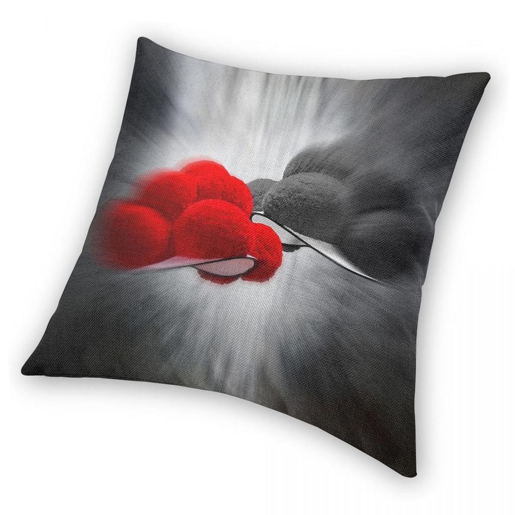 Red Black Bollenhut Square Pillowcase Polyester Linen Velvet Printed Zip Decorative Home Cushion Cover