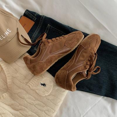 Трендовые ретро контрастные кроссовки Forrest Gump женские осень 2025 новые универсальные с квадратным носком на шнуровке повседневные спортивные тренировочные кроссовки