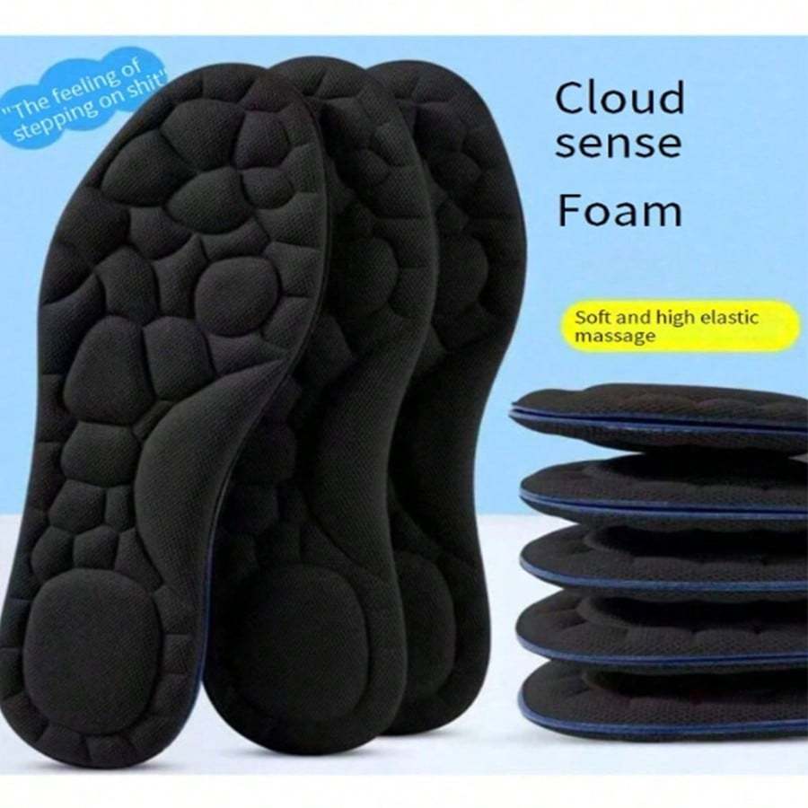 2PCS 5D Insole Women's Soft Sports Running Insole Shock Absorbing Insole Neutral Insole New Stretch Men's And Women's Super Soft Insole Sports Air