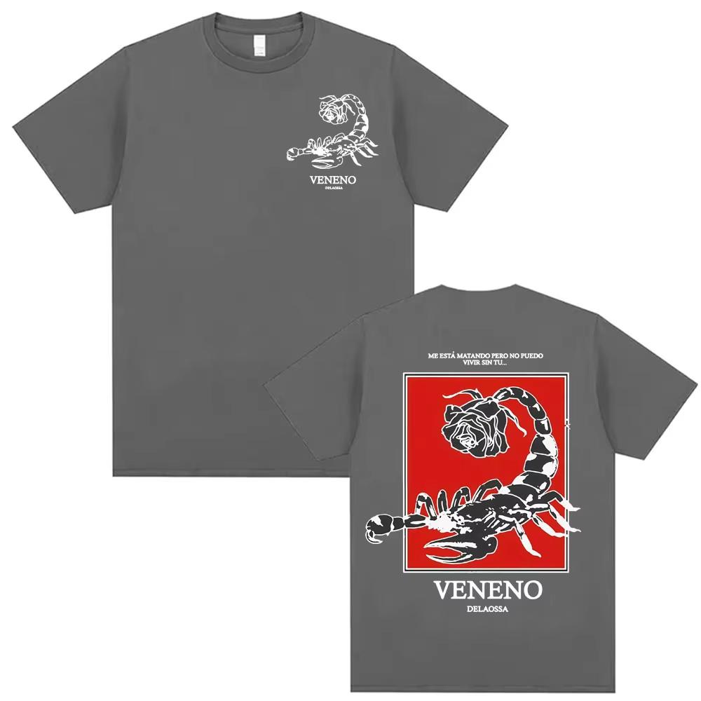 2026 Rapper Delaossa Veneno Album Graphic T Shirts Men Clothing Fashion Hip Hop Gothic Tshirt Man High Quality pure cotton Top