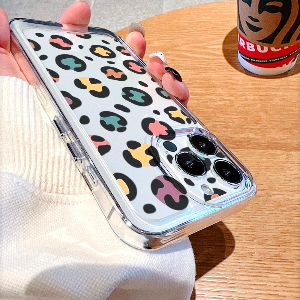 Прозрачный чехол для телефона с ярким леопардовым принтом для iPhone 14 15 16 13 12 11 17 Pro Max 12 13 Mini Мягкий чехол