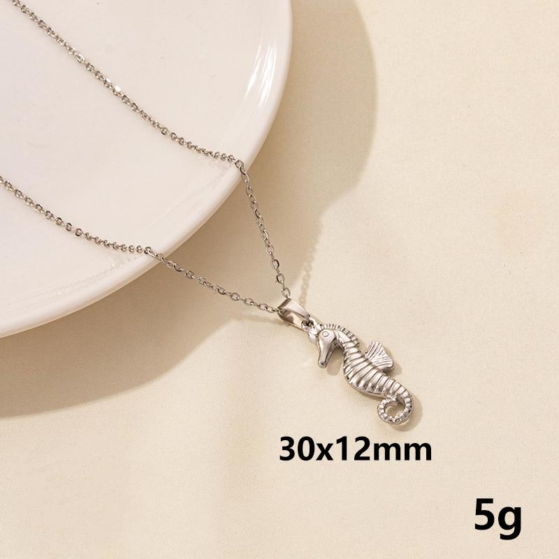 1Pc Stainless Steel Animal Starfish Turtle Octopus Seahorse Pendant Necklaces Vintage Summer Conch Shell Women Collar Jewelry