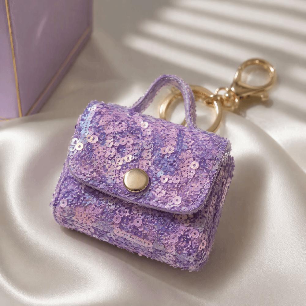 Fashion Sequin Sequin Mini Earphone Case Keychain Leather Pouch Backpack Pendant Hanging Ornament