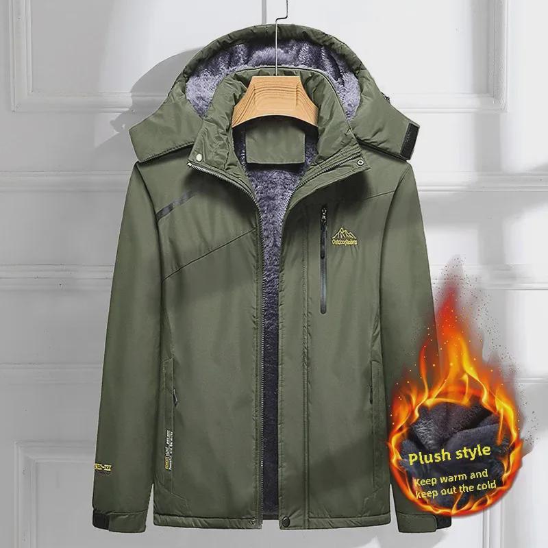 Мужская повседневная ветрозащитная куртка из утолщенного бархата и хлопка — большой размер, теплая для осени и зимы