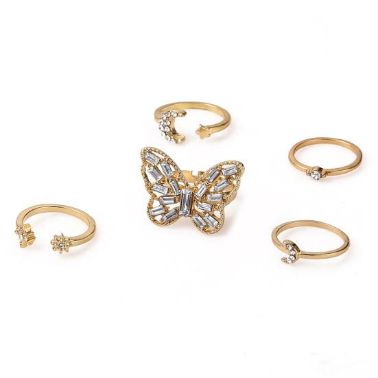5 шт. кольца на костяшки пальцев бабочки луна звезды ювелирные изделия штабелируемые стразы кольца на палец ювелирные аксессуары