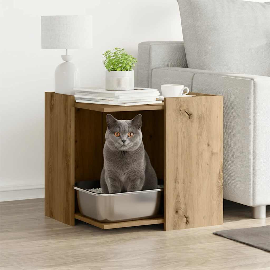 Artisan Oak Cat Litter Box Cabinet 53 x 53 x 51 cm Particleboard