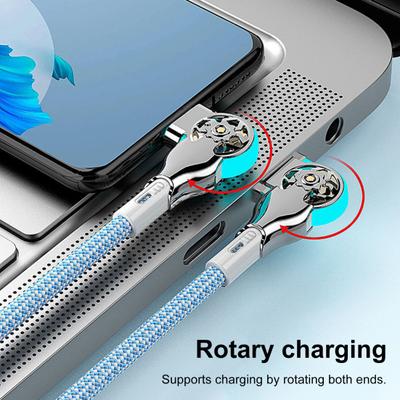 Кабель USB C с двойным угловым разъемом 180 градусов, 3A, быстрая зарядка и синхронизация данных, нейлоновая оплетка, зарядный кабель для большинства телефонов