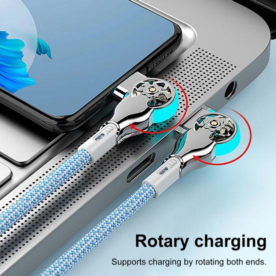 Dual Elbow USB C Cable 180 Degree Angled 3A Fast Charging & Data Sync