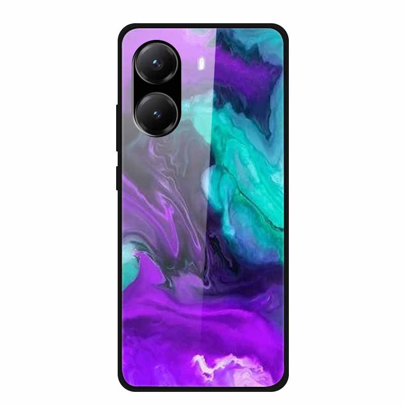 Закаленное Стекло Чехол для Poco X7 Pro Задняя Крышка ПК Жесткие Ударопрочные Чехлы для Xiaomi PocoX7 Pro Funda Мраморная Текстура Модный Coque