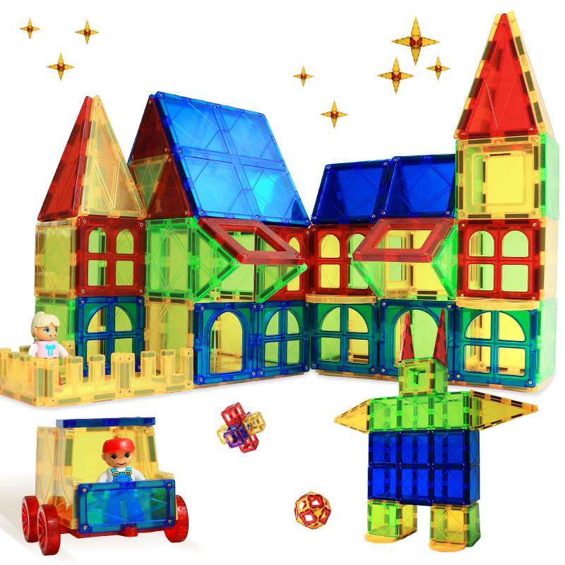 112PCS Magnetic Tiles Big Size Magnet Construction Building Blocks Collections Designer Educational Game Toys for Kids Best Gifts