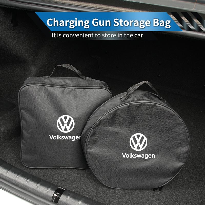 Car Charging Gun Bag Oxford Cloth Gun Cables Storage Box Auto Accessories For Volkswagen VW Scirocco Jetta Polo Tiguan Sharan zk4