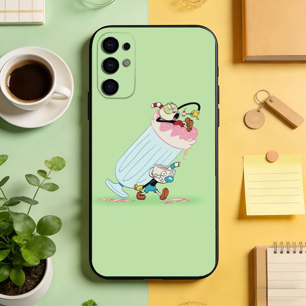 Cuphead Phone Case Black Silicone Soft For Samsung S25,S24,S21,S22,S23,S30,Ultra,S20,Plus,Fe,Lite