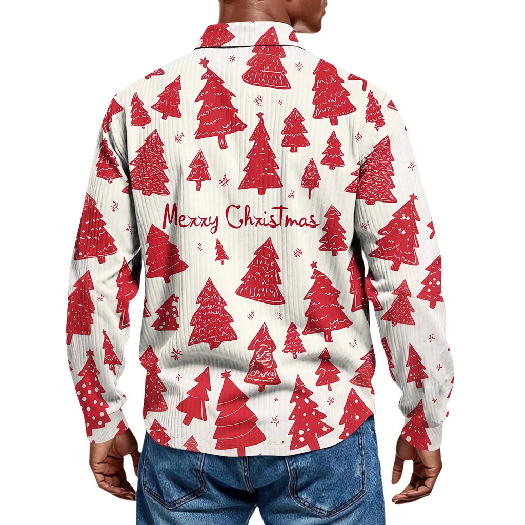 Men's Casual Style Solid Color Loose Shirt Long-sleeved Top