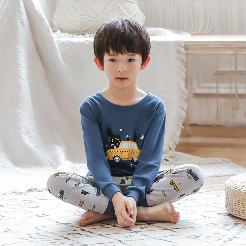 Children's thermal underwear, multi-color cartoon printing, cotton material, two-piece set of boys and girls pajamas in autumn and winter