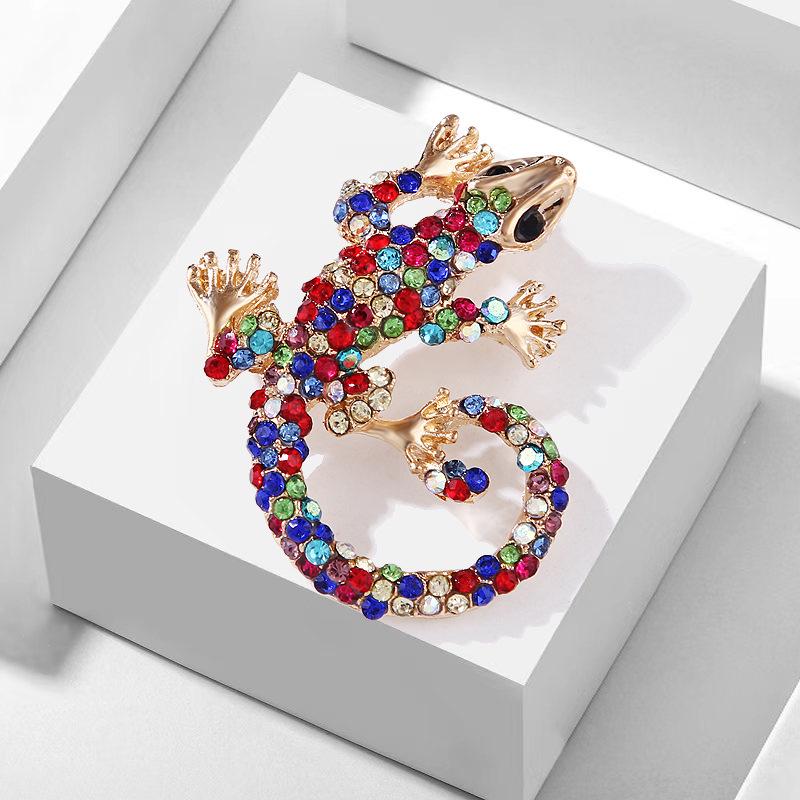 Lanhao Retro Cute Lizard Brooch с бриллиантовой инкрустацией - европейский/американский модный аксессуар, зажим для кардигана
