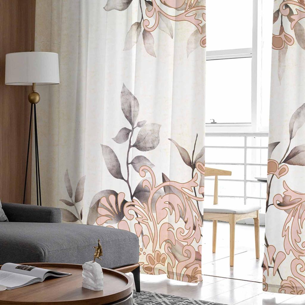 Персидский узорчатый акварельный тюль с листьями, занавески для спальни, роскошные шторы для домашнего декора в гостиной, шифоновые панели