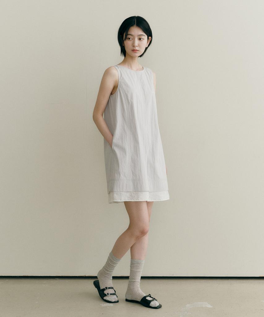 Ost Kaka Color Block Sleeveless Mini Dress Light Gray