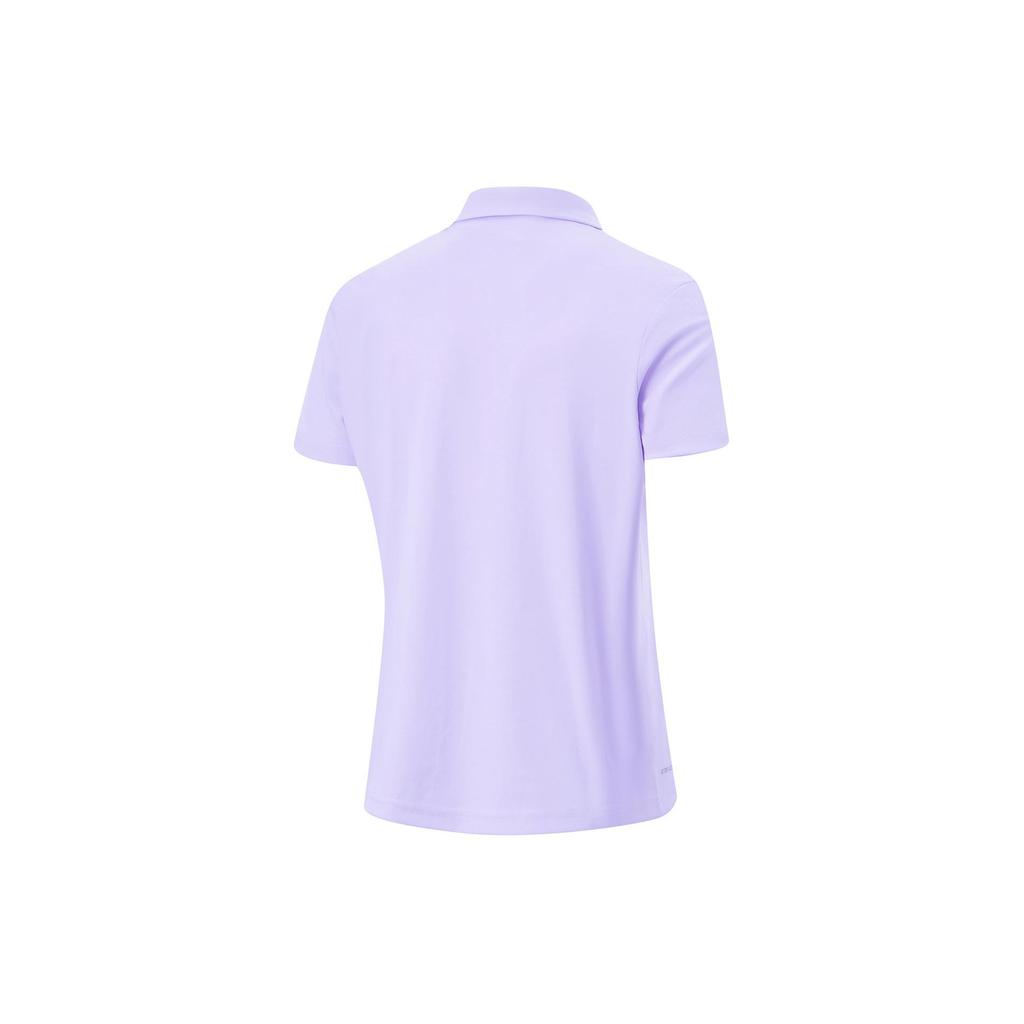 Li-Ning Fitness Series Solid Color Moisture-Wicking Quick-Dry Loose Short Sleeve Polo Shirt Women Tops Lilac APLU126-3