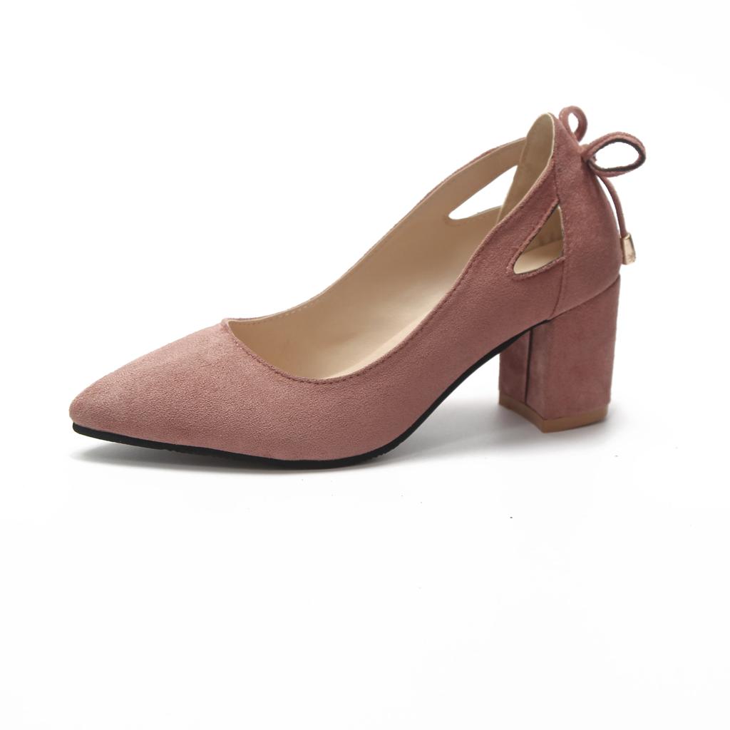 Fashion 2024 Spring New Women Pumps Leather Sexy Pointed Toe Square High Heels 6CM Shoe Ladies Fashion Shallow Derss Shoes Large Size 44