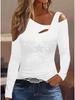 Женский новый повседневный топ с длинным рукавом, футболка, блузка