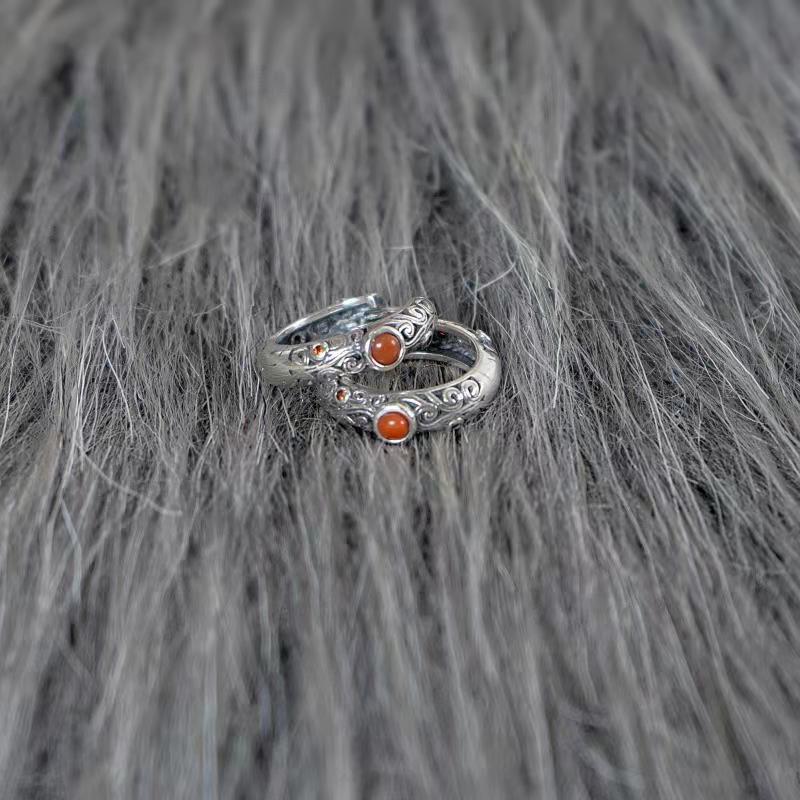 Этнический стиль Ретро узор Инкрустированное женское кольцо Guochao Нишевый дизайн Непальские тибетские украшения