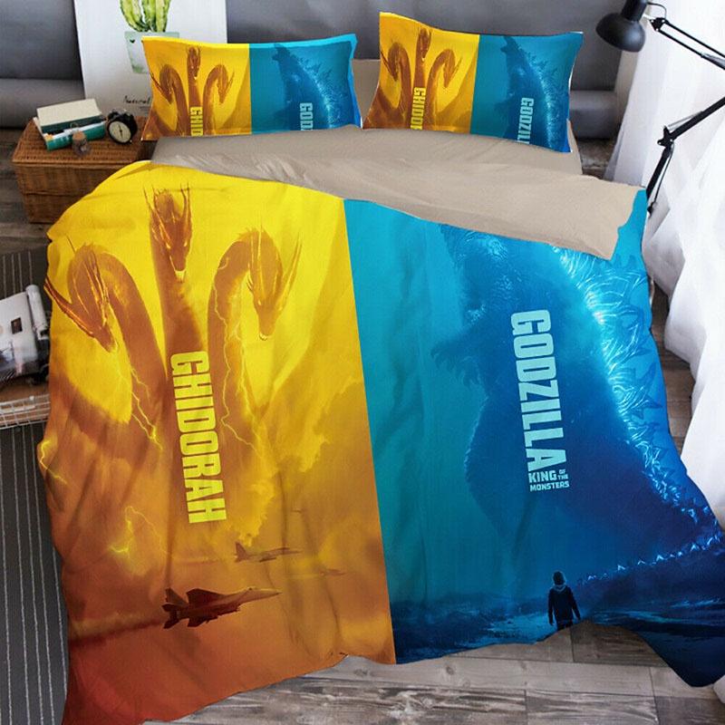 3d Godzilla Newest King Of The Monsters Design Bedding Set Duvet Cover 3pc