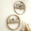 Wood Bead Rope Wall Decoration Boho Farmhouse Rustic Round Plants Display Frame Wall Art