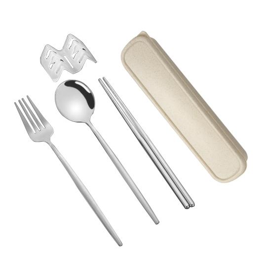 Набор столовых приборов в корейском стиле, пыленепроницаемые палочки для еды из нержавеющей стали, вилка, ложка, обеденный набор