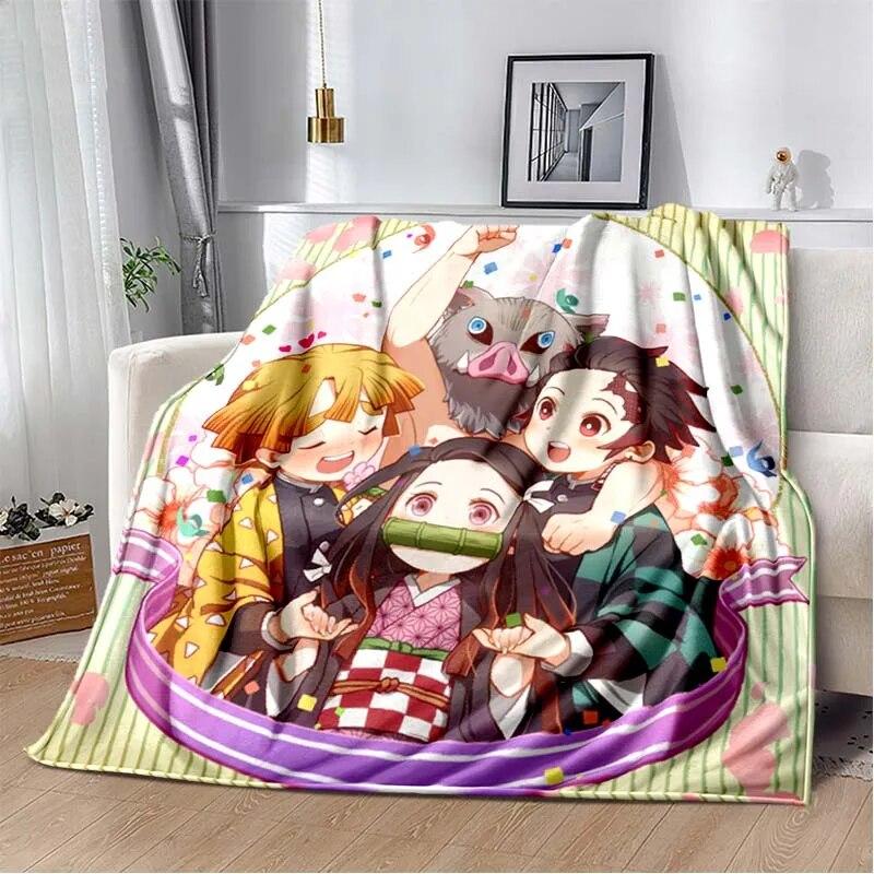 Модное одеяло Demon Slayer-легкое фланелевое покрывало для дивана и кровати, одеяло с цифровой печатью из мягкой фланелевой ткани с червями