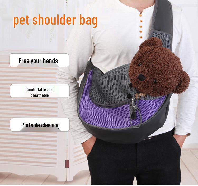 Breathable Crossbody Pet Bag for Cats & Dogs - Travel Shoulder Backpack