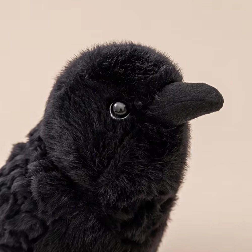 Soft Fabric Realistic Crow Plush Toy Black Color Gothic Crow Stuffed Toy Bird Soft Doll Home Decor
