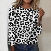 Tops For Women Leopard Print Print Round Neck Long Sleeve T-shirt Fall Casual Slim Pullover Women's Long Sleeve Top