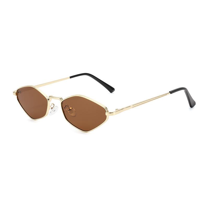 New polygonal sunglasses, high-end ins small frame design, metal sunglasses, women's catwalk glasses tide