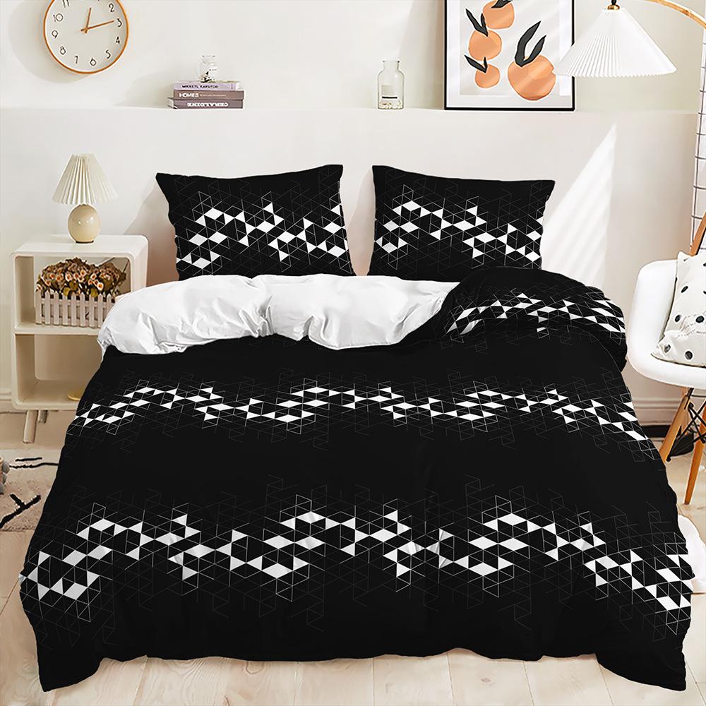 Quilt Cover Geometric Lines Modern Minimalist Style Digital Printing Three-Piece Bedding