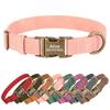 Personalized Dog Collar PU Leather Dog Collars Free Custom Pet ID Name Necklace Adjustable for Small Medium Large Dogs Bulldog