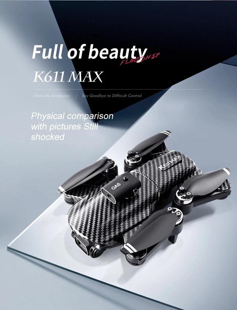 K611 MAX Drone Profissional Brushless Obstacle Avoidance 8K Двойная камера Оптическое позиционирование потока Складной летательный аппарат FPV 2024 Дрон
