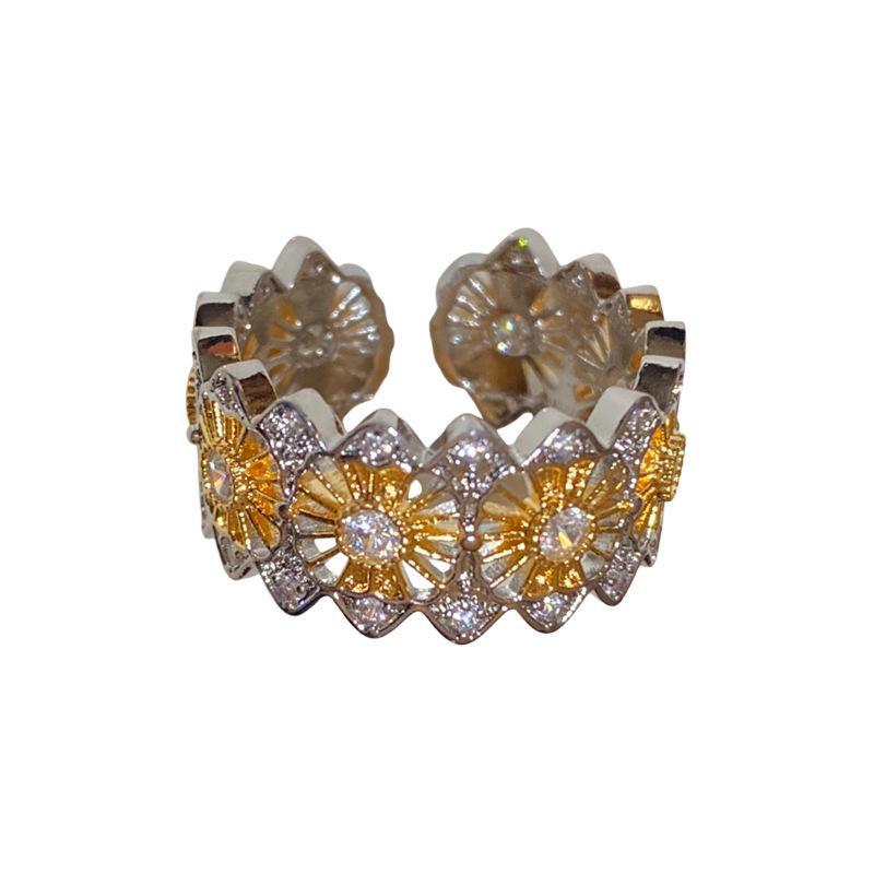 Настоящее золотое гальваническое полосатое контрастное открытое кольцо - модные роскошные украшения для женщин