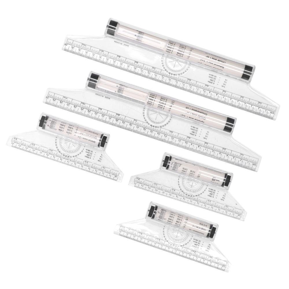 5pcs Transparent Design Rolling Ruler Clear Scale Drawing Ruler Measuring Ruler For Students