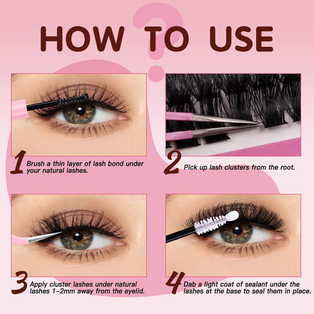 560 Tufts Of Diy Single Tufts Of False Eyelashes, Natural Thick D-Song Segmented Mixed Eyelashes