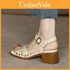 Summer Womens French Mid Heel Sandals With Cross Straps For Office Wear
