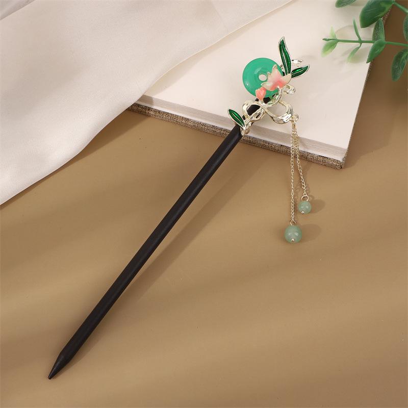 Заколка для волос с кисточкой в стиле эбони: Винтажное деревянное украшение для волос для женщин, идеально подходящее для простых причесок и украшений для старинных костюмов