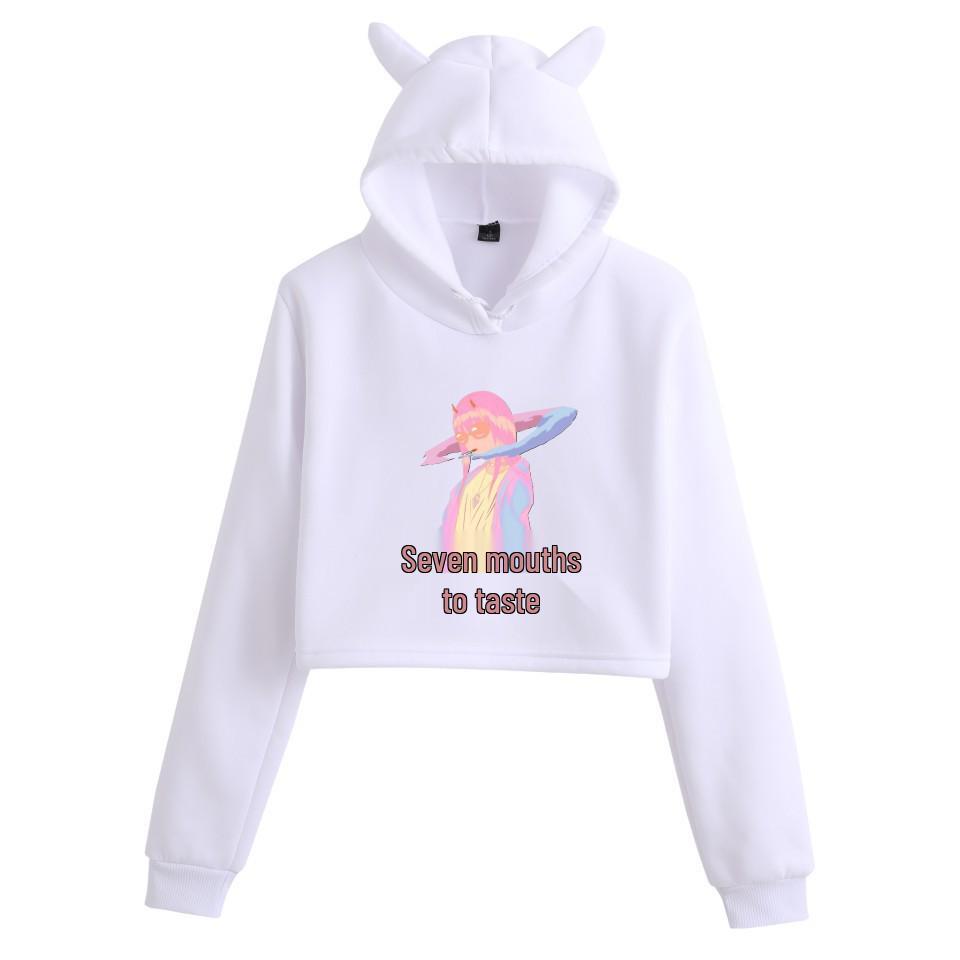 Женский укороченный худи Zero Two Darling in the Franxx с кошачьими ушками